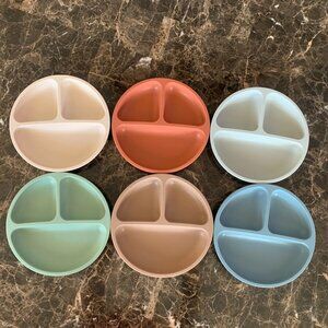 PLATES - 6 SILICONE SUCTION PLATES 3 section divided for Babies & Toddlers